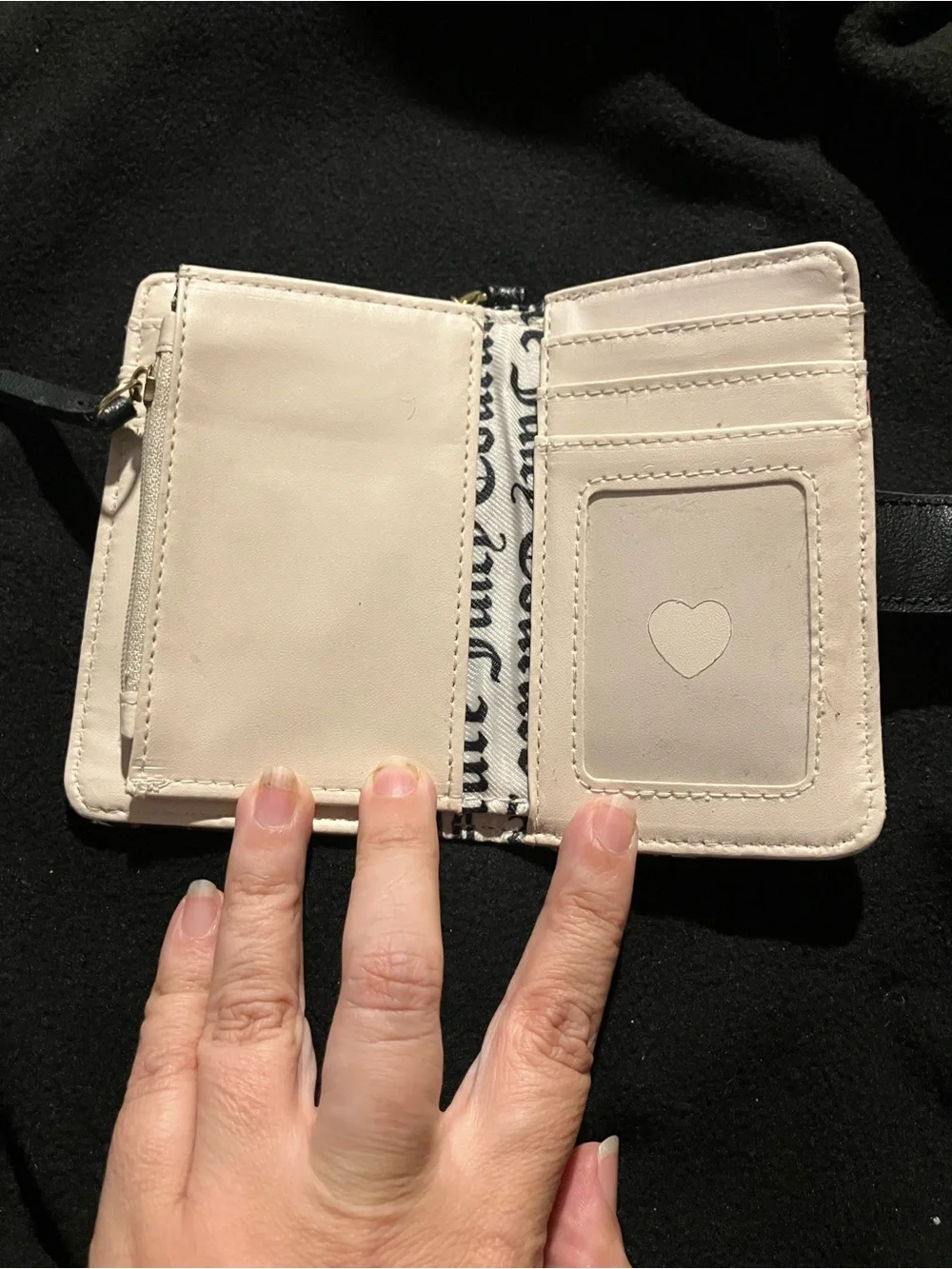 Juicy Couture Gothic Monogram Bifold Wallet Pink Black Heart Charm Y2K Style